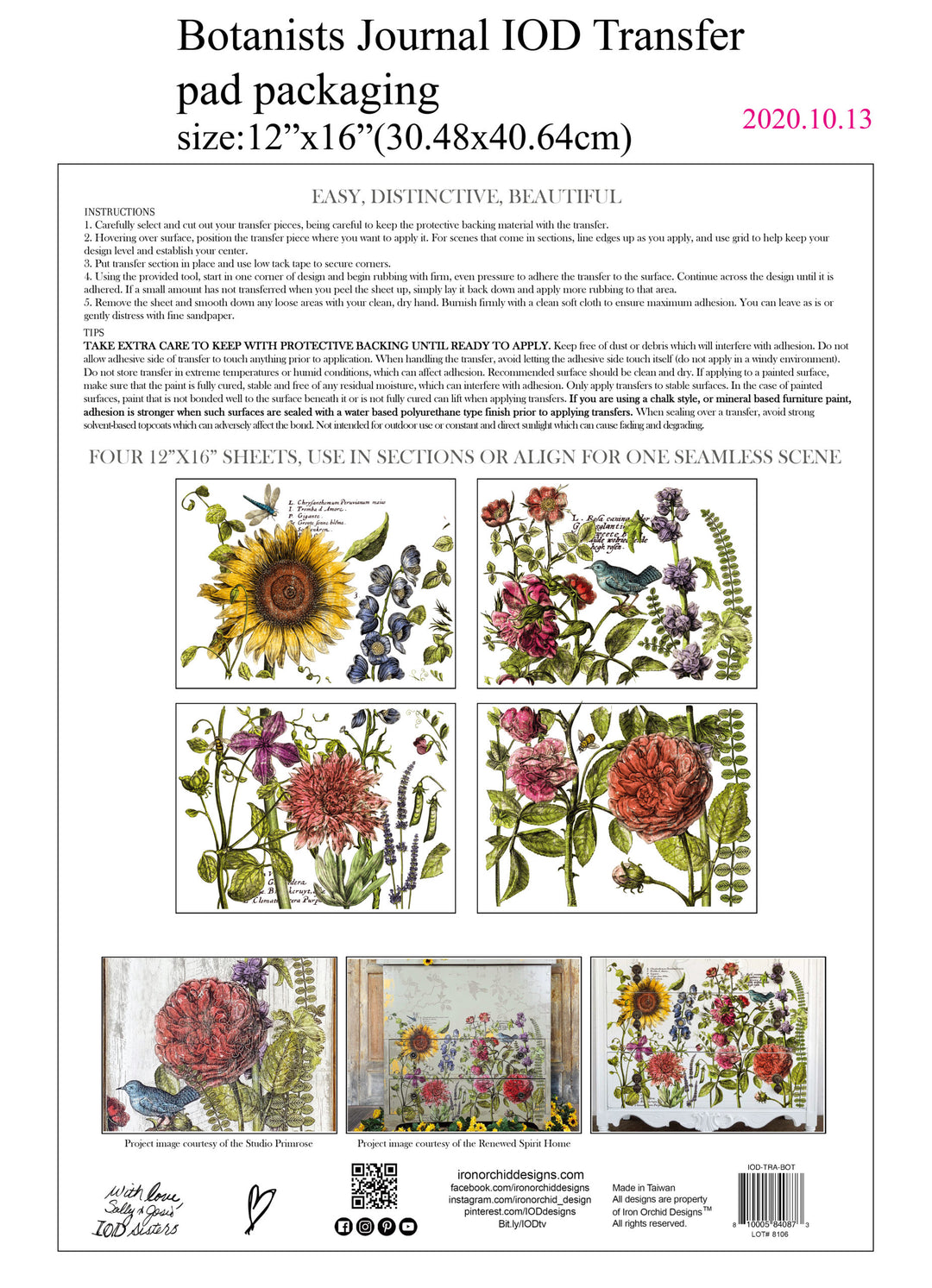 IOD Designs Transfer - Botanists Journal 12" x 16"  pad