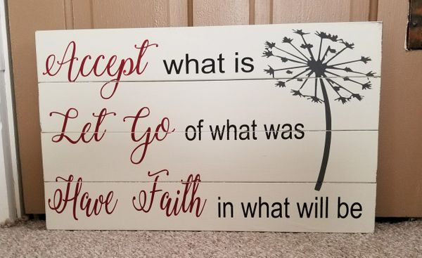 Wood Signs - Accept What is (dandelion)